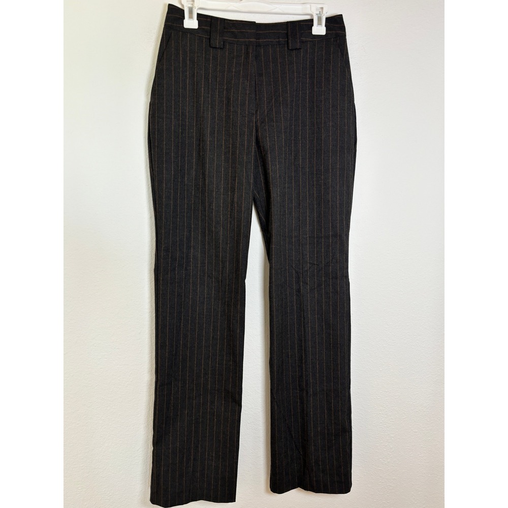Worthington Womens Straight Leg Pinstripe Dress Pants Gray Brown Size 6